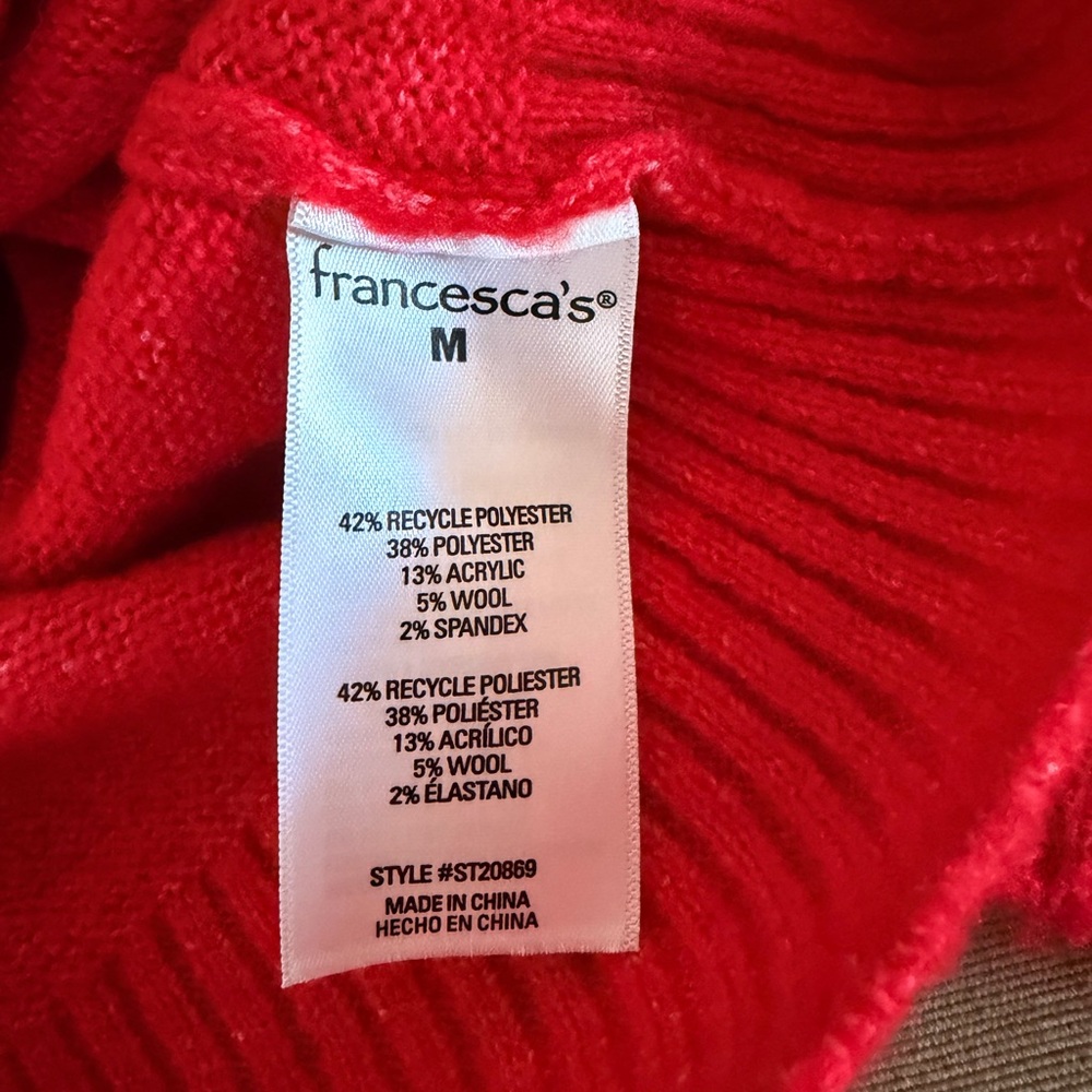 Francesca Collection - Mi Ami Red Crewneck Sweater with Sheep Motif | Size M 🐑🔴 - Picture 4 of 4